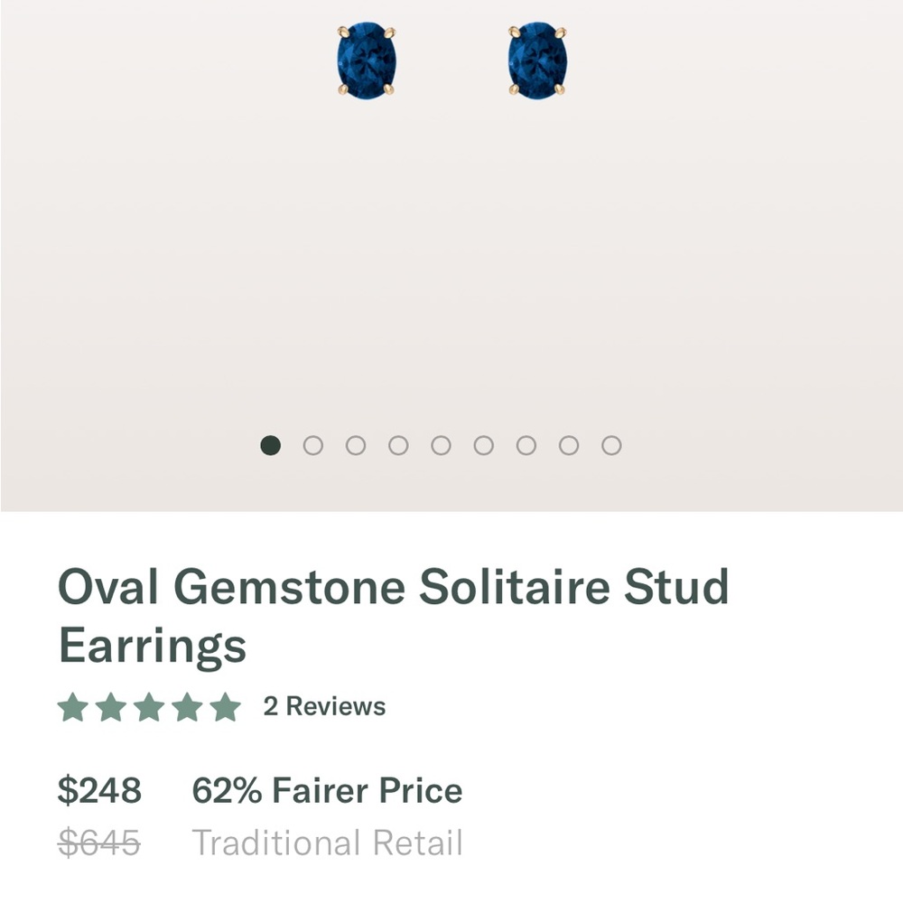 Aurate Blue Sapphire Oval Gemstone Solitaire Stud Earrings